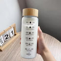 Motivational Glass Water Bottle with Bamboo Lid