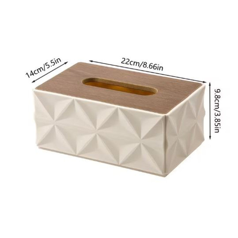 Modern Plastic Tissue Box with Wooden Lid