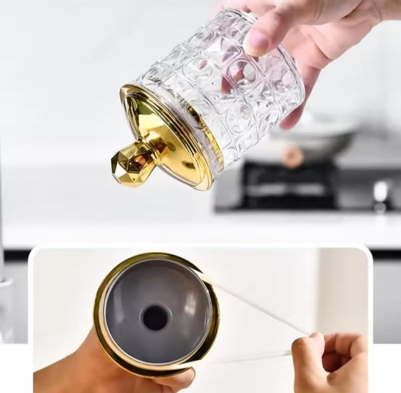 Acrylic Elegant Wave Jar Set – 3 Piece (Golden Lid)