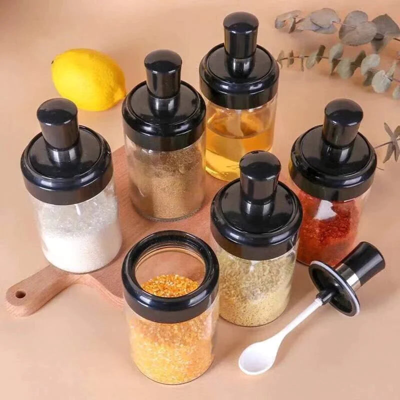 Acrylic 360° Revolving Spice Rack (6 Jars with Spoon Attached)