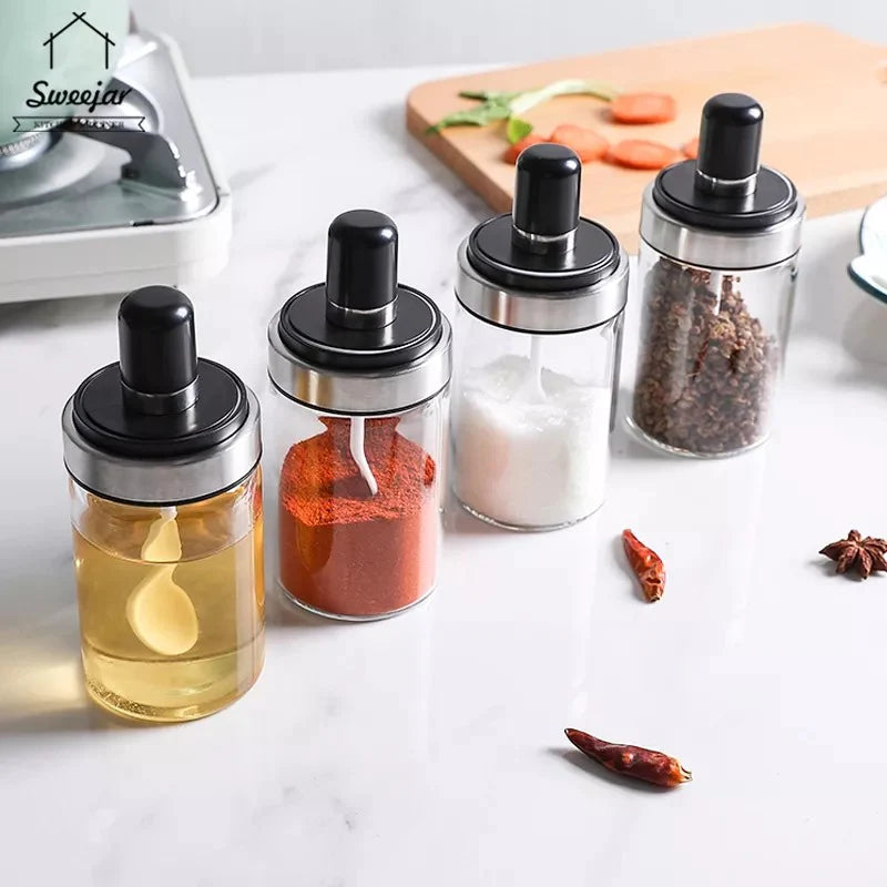 Acrylic 360° Revolving Spice Rack (6 Jars with Spoon Attached)