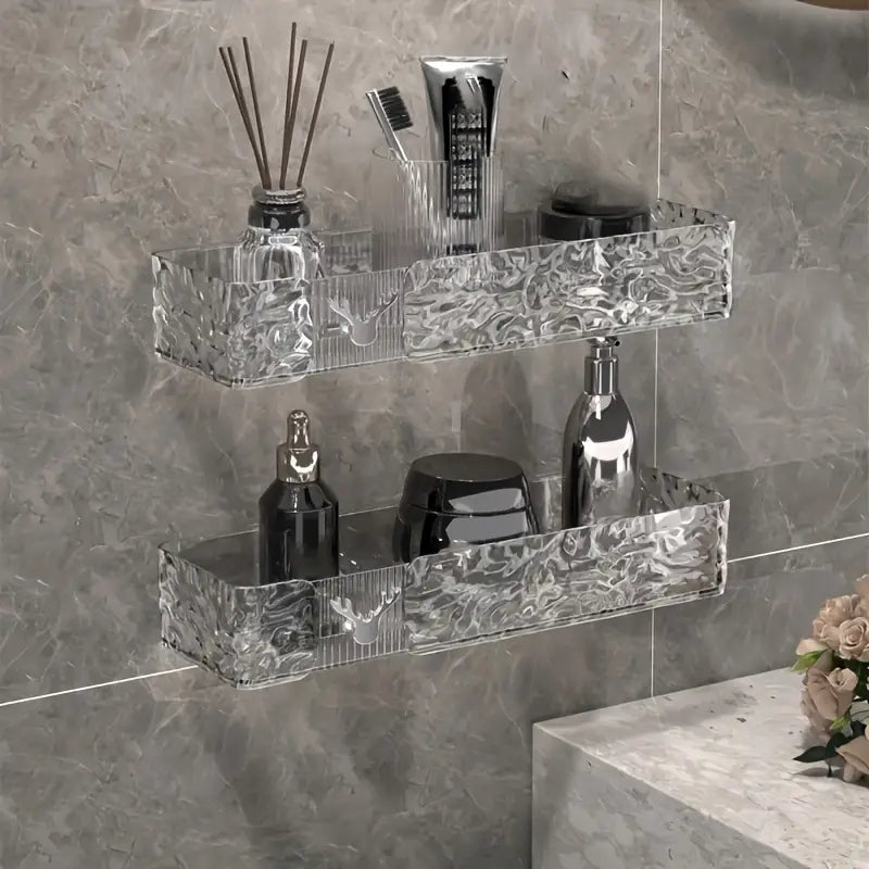 1PC Acrylic Straight Shelf Adhesive – Wall Mounted Storage Rack (No Drilling)