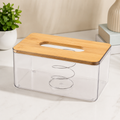 Transparent Tissue Box with Wooden Lid