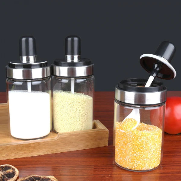 Acrylic 360° Revolving Spice Rack (6 Jars with Spoon Attached)