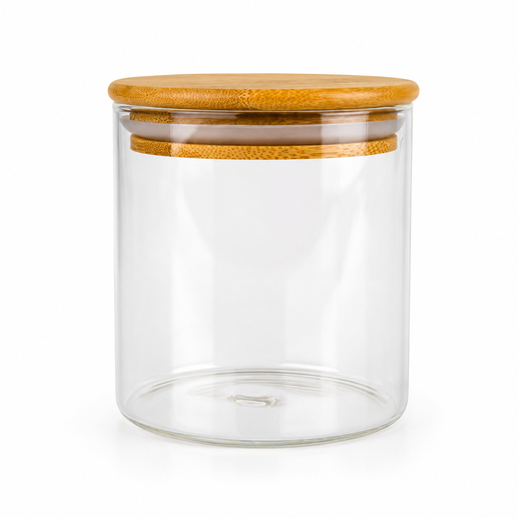Airtight Borosilicate Glass Jar with Wooden Lid