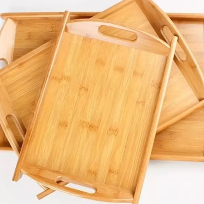 Bamboo Wooden Tray Set (3pc Set, Imported)