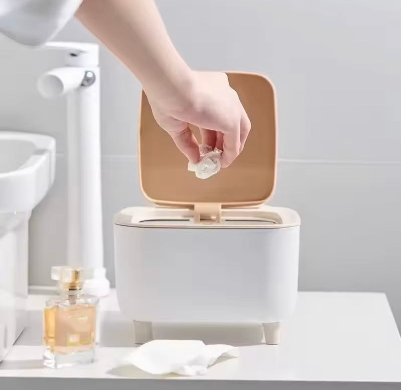 Portable Table Dustbin Push Lid