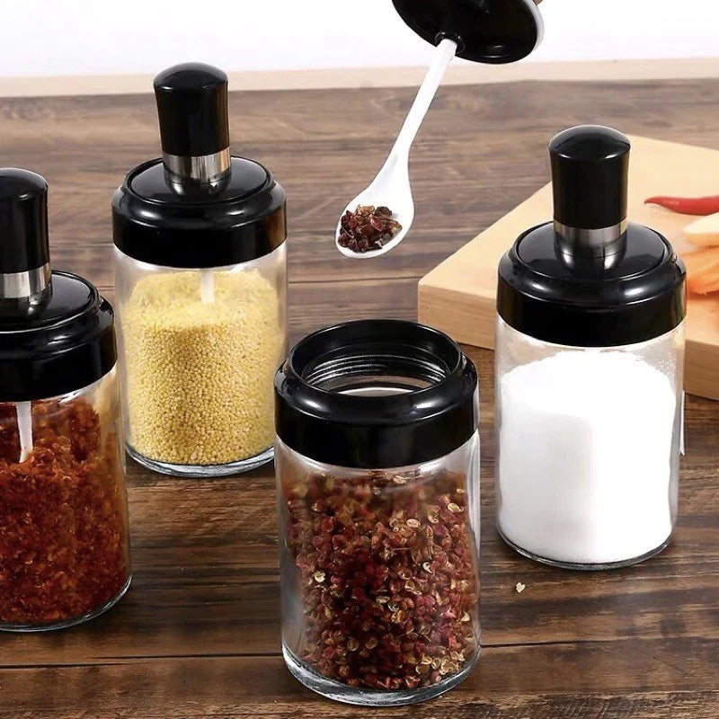 Acrylic 360° Revolving Spice Rack (6 Jars with Spoon Attached)