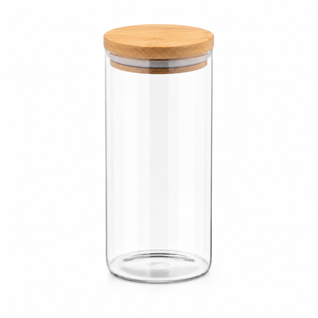 Airtight Borosilicate Glass Jar with Wooden Lid