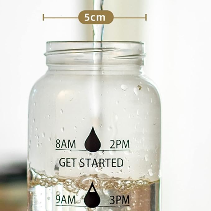 Motivational Glass Water Bottle with Bamboo Lid