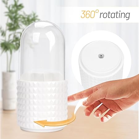 360° Revolving Make-Up and Brush Holder with Acrylic Cover