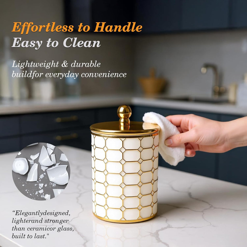 Acrylic Airtight Jar Set – 3 Piece (Golden Mosaic)