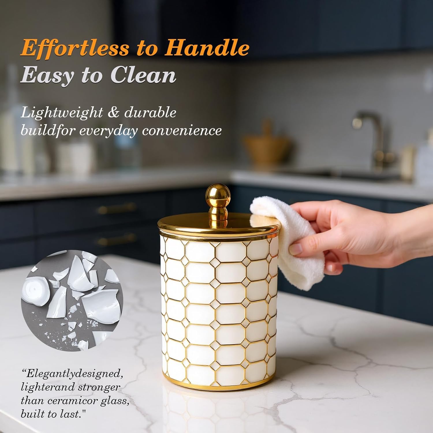 Acrylic Airtight Jar Set – 3 Piece (Golden Mosaic)