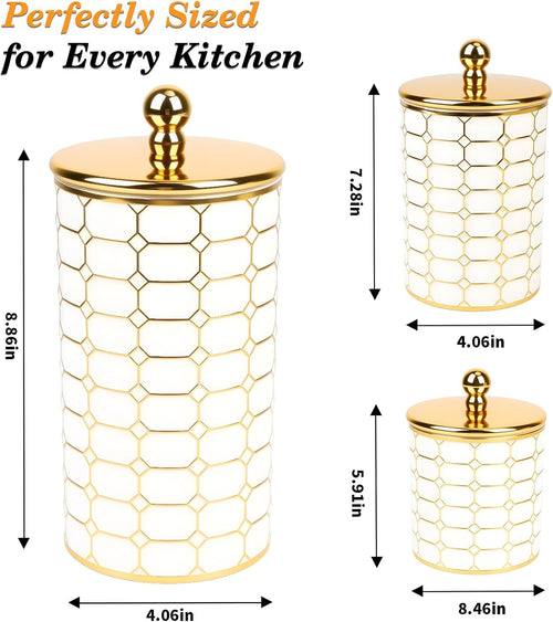 Acrylic Airtight Jar Set – 3 Piece (Golden Mosaic)