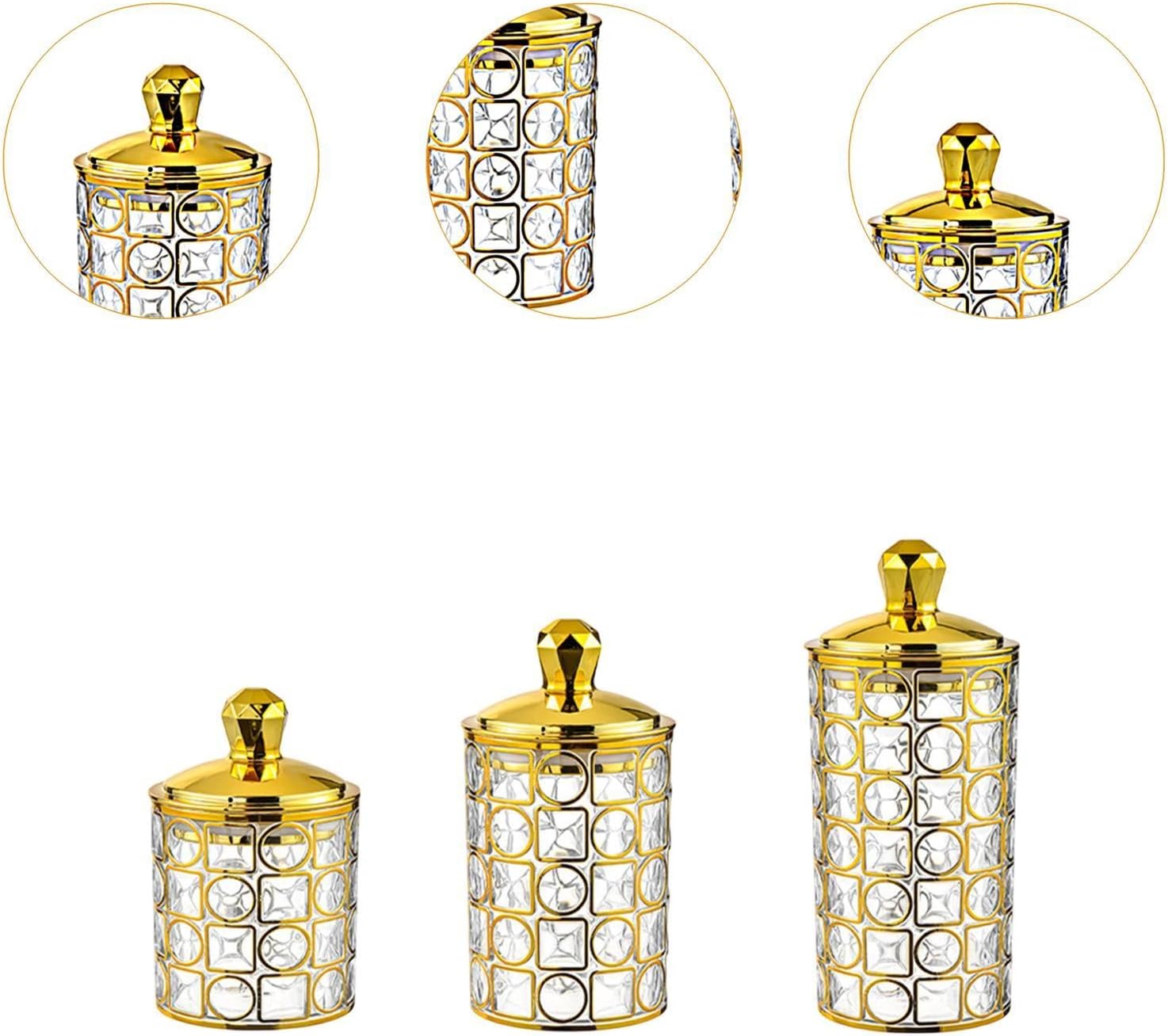 Acrylic Honeycomb Lattice Jar Set – 3 Piece (Golden Lid)
