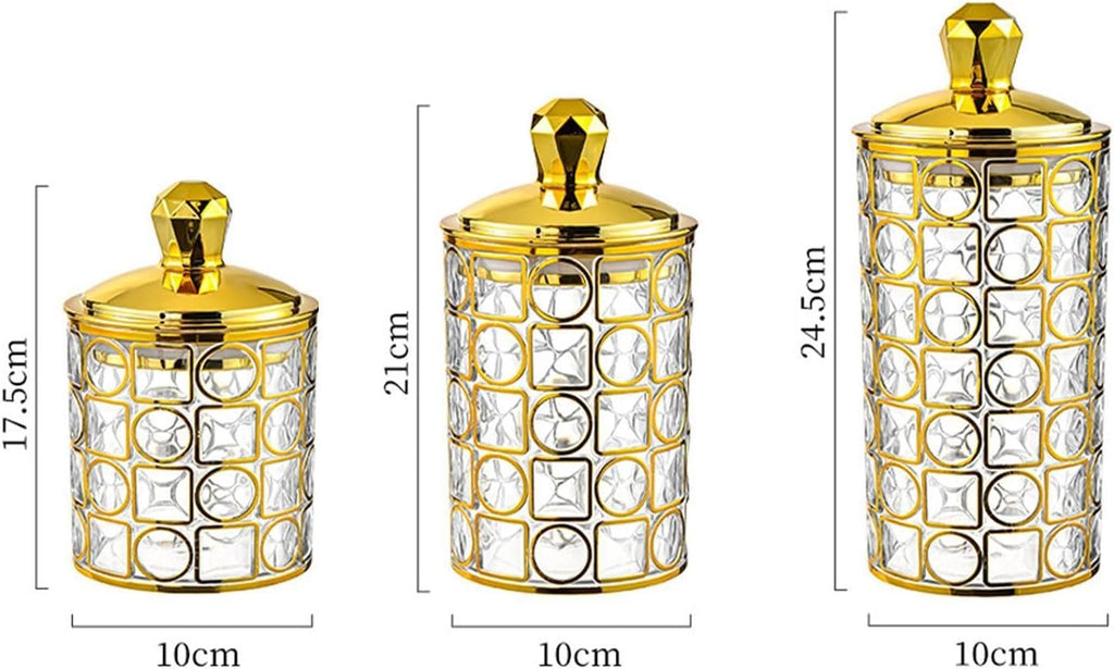 Acrylic Honeycomb Lattice Jar Set – 3 Piece (Golden Lid)