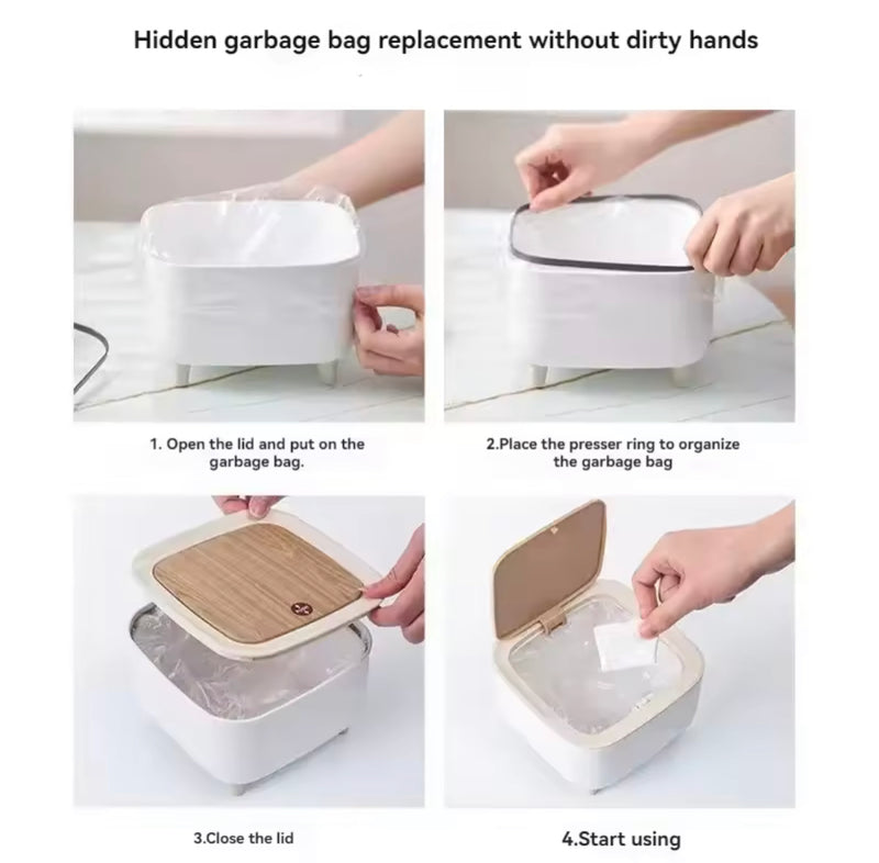 Portable Table Dustbin Push Lid