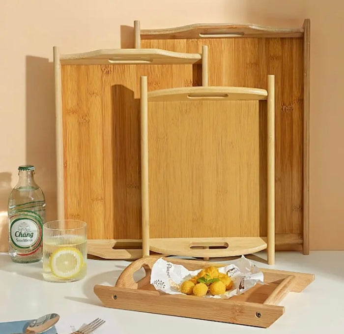 Bamboo Wooden Tray Set (3pc Set, Imported)