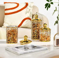 Acrylic Elegant Wave Jar Set – 3 Piece (Golden Lid)