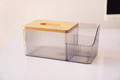 Acrylic Tissue Box With Wooden Lid