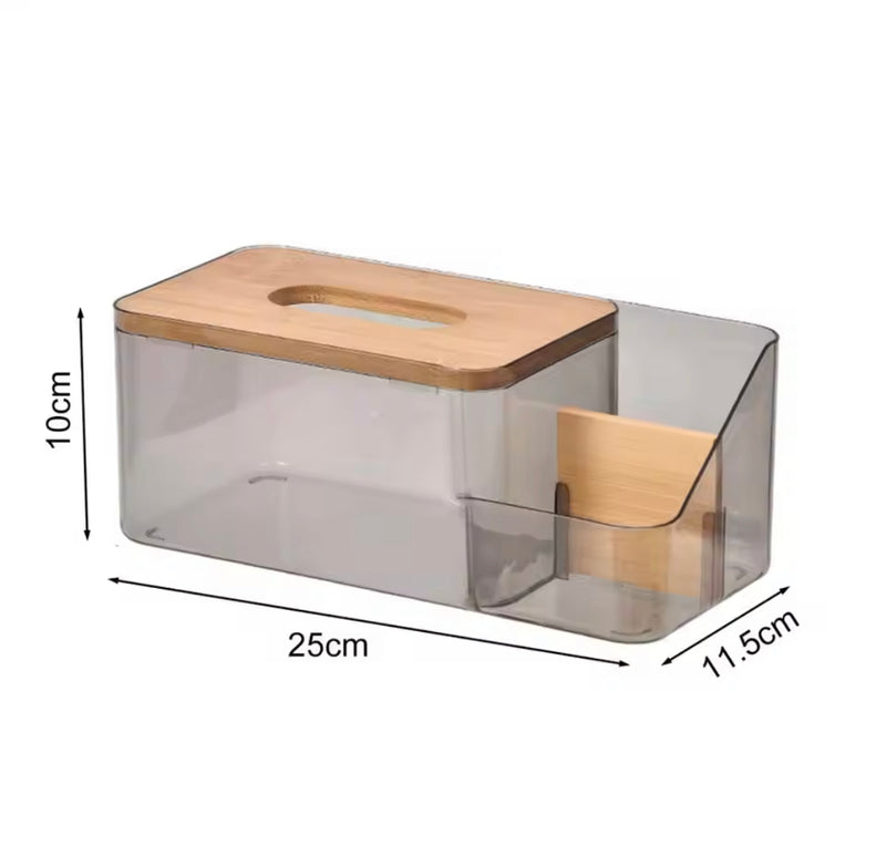 Acrylic Tissue Box With Wooden Lid