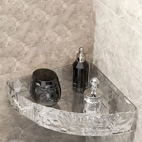 Elegant Acrylic Corner Adhesive Shelf – Wall Mounted Storage Rack (No Drilling)