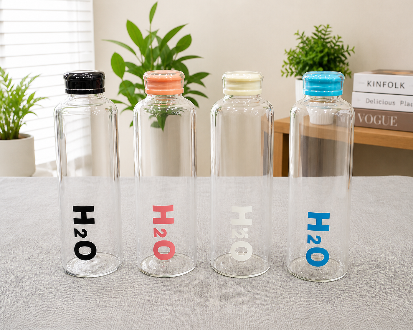 Borosilicate Glass Water Bottle with Plastic Lid