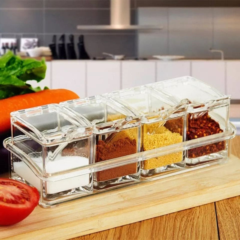 Acrylic 4-Compartment Spice Storage Container Set