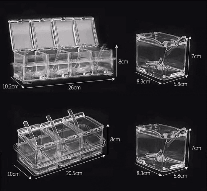 Acrylic 4-Compartment Spice Storage Container Set