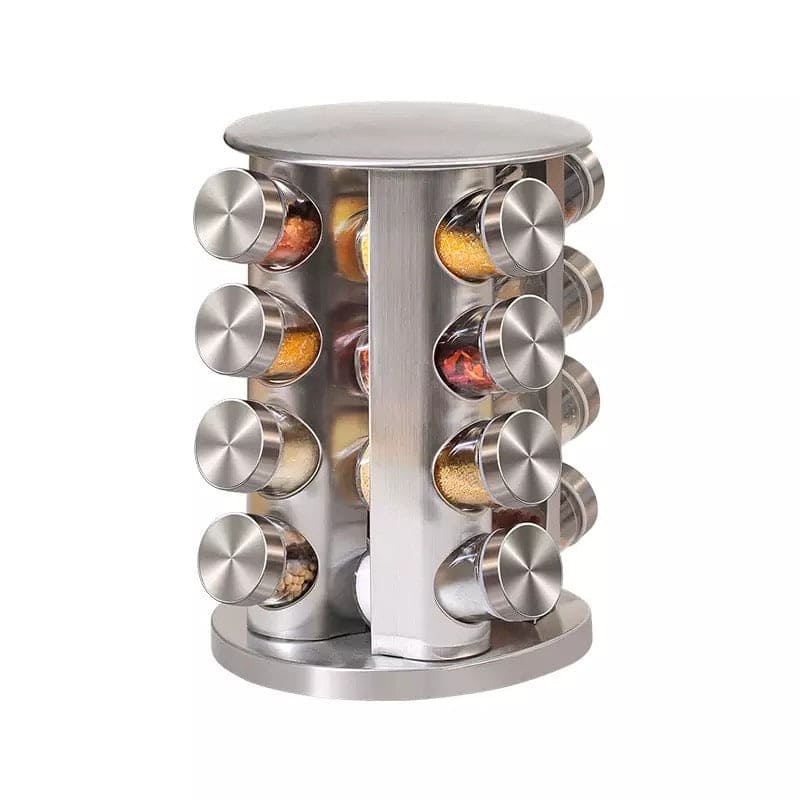 Revolving Stainless Steel Spice Rack (16 Jars)