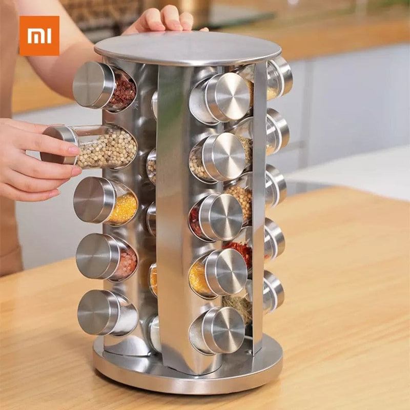 Revolving Stainless Steel Spice Rack (16 Jars)