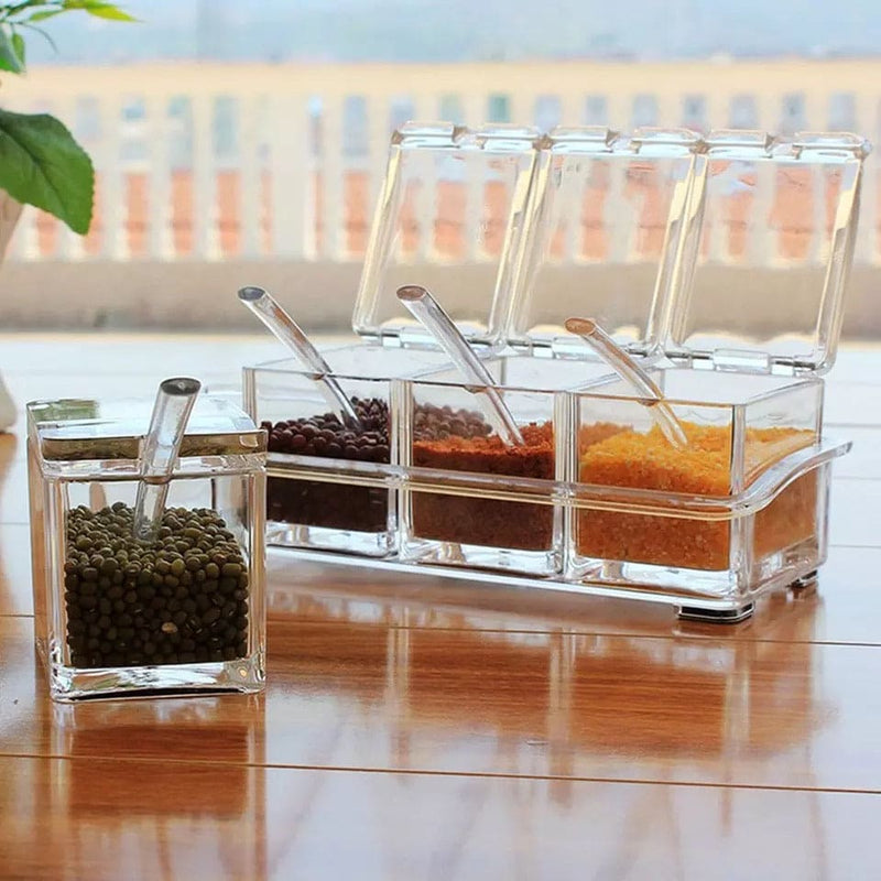 Acrylic 4-Compartment Spice Storage Container Set
