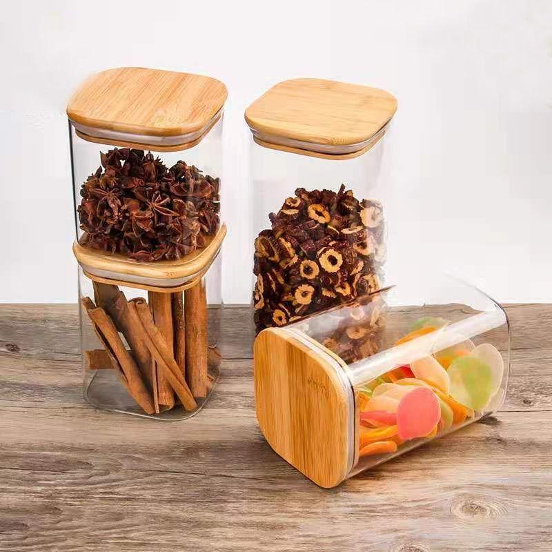 Bamboo Lid Glass Jar Set – 3 Piece