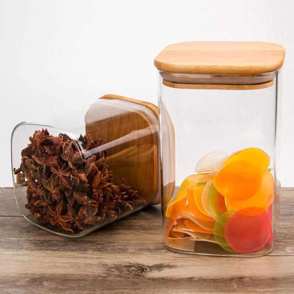 Bamboo Lid Glass Jar Set – 3 Piece