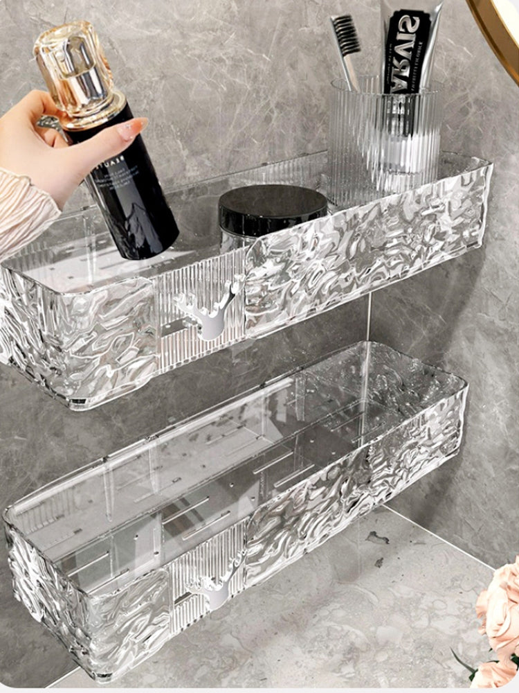 1PC Acrylic Straight Shelf Adhesive – Wall Mounted Storage Rack (No Drilling)